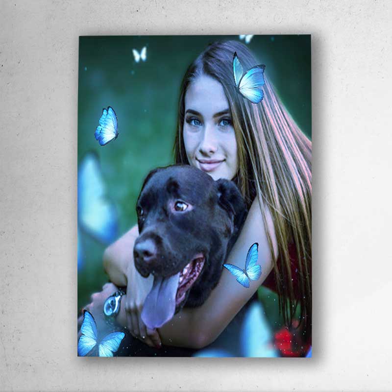photo personnalisé fille avec chien