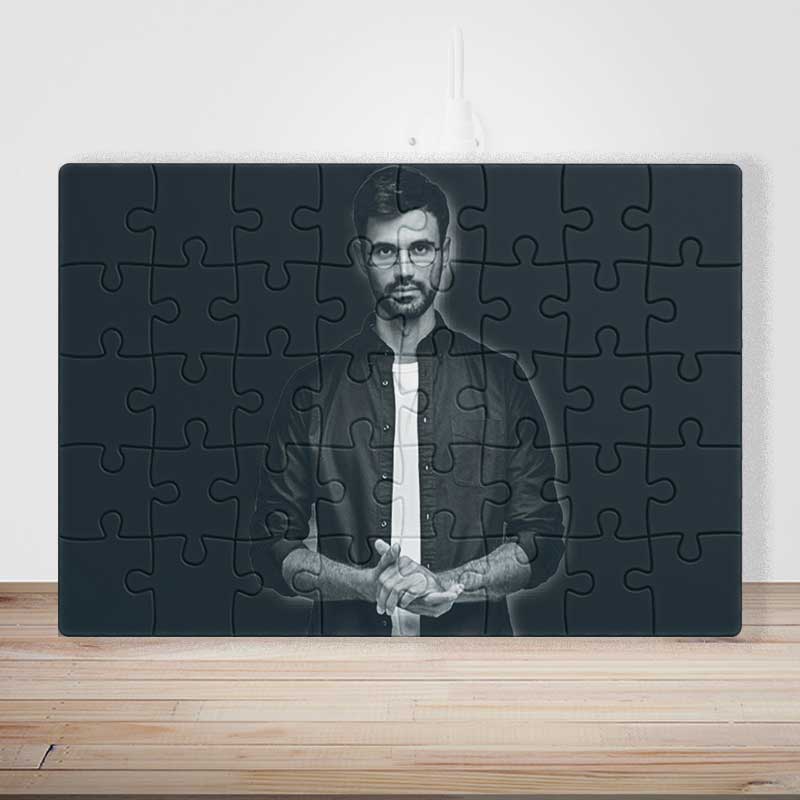 puzzle photo imprimé en noir et blanc
