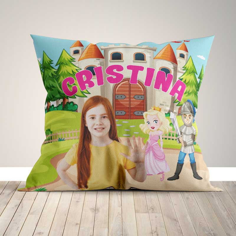 almofada personalizada com foto medieval para filhas